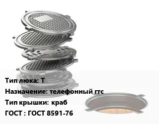 Люк чугунный Т телефонный гтс краб ГОСТ: ГОСТ 8591-76